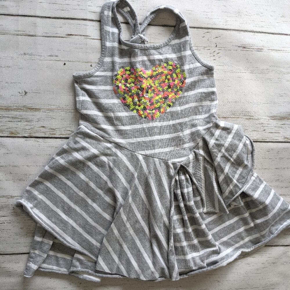 Gray and White Stripe Tanktop Dress Sequin sz 4T